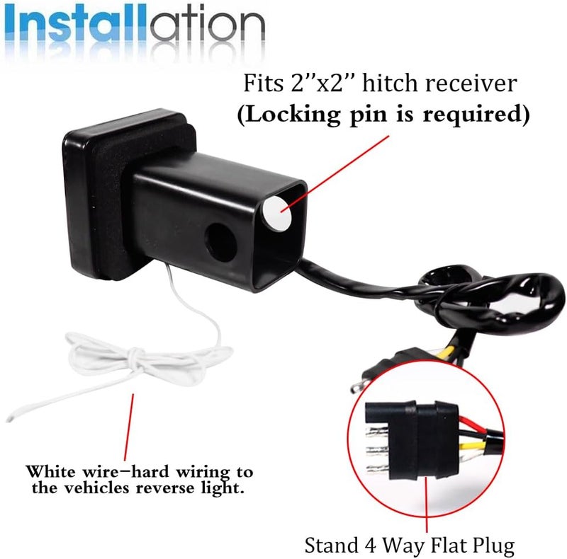ADIIL LED Brake DRL Trailer Hitch Light Brake Lamp Fit Trailer Hitch Cover 2" Towing & Hauling-US Flag - Image 4